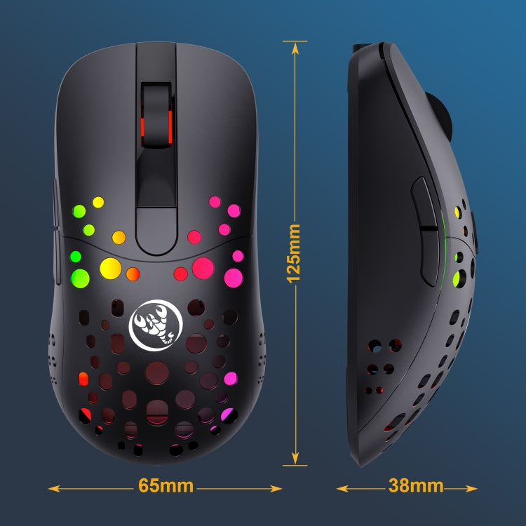 HXSJ T100 10000 DPI RGB Macro Definition Wired Wireless Dual-mode Mouse(Black) - Wireless Mice by HXSJ | Online Shopping UK | buy2fix