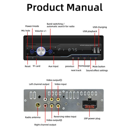 T100C 7 inch Manually Retractable Screen Car MP5 Player Radio, Support Mirror Link & FM & TF Card & USB & Bluetooth Hand-free Calling & Reversing Trajectory System & CayPlay Connection - In Car by buy2fix | Online Shopping UK | buy2fix