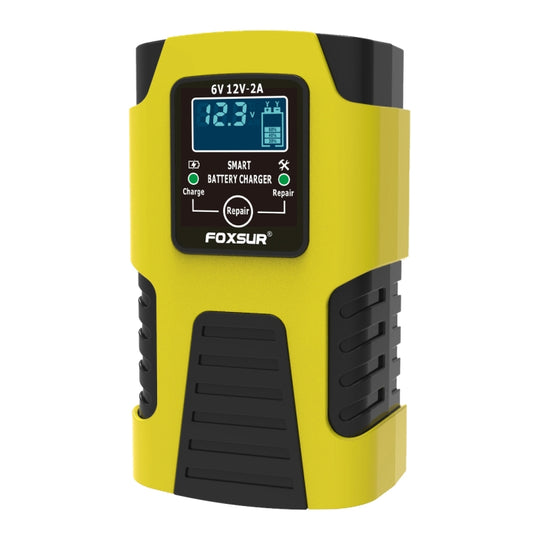 FOXSUR 2A / 6V / 12V Car / Motorcycle 3-stage Full Smart Battery Charger, Plug Type:US Plug(Yellow) - In Car by FOXSUR | Online Shopping UK | buy2fix