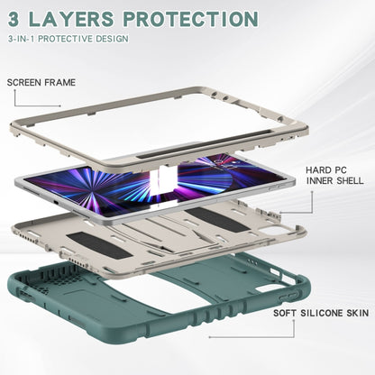 For iPad Pro 11 2022 / 2021 / 2020 / 2018 3-Layer Protection Screen Frame + PC + Silicone Shockproof Combination Tablet Case with Holder(Emerald Green) - iPad Pro 11 (2022/2021) Cases by buy2fix | Online Shopping UK | buy2fix