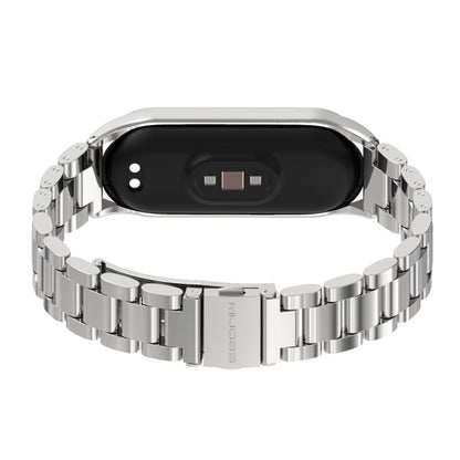 For Xiaomi Mi Band 6 / 5 / 4 / 3 Mijobs CS Metal Three Bead Stainless Steel Watch Band(Silver) - Watch Bands by MIJOBS | Online Shopping UK | buy2fix