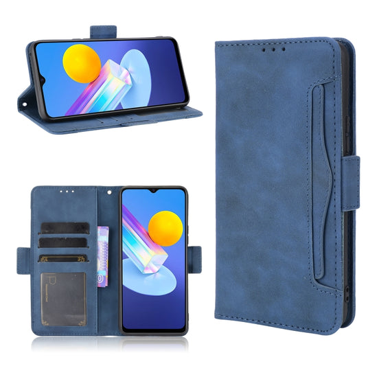 For vivo Y72 5G / iQOO Z3 5G Skin Feel Calf Pattern Horizontal Flip Leather Case with Holder & Card Slots & Photo Frame(Blue) - vivo Cases by buy2fix | Online Shopping UK | buy2fix