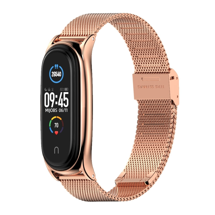 For Xiaomi Mi Band 6 / 5 / 4 / 3 Mijobs Milan Buckle Plus Stainless Steel Watch Band(Rose Gold) - Watch Bands by MIJOBS | Online Shopping UK | buy2fix