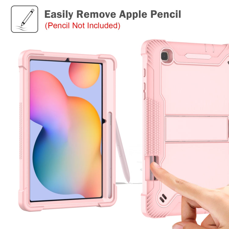 For Samsung Galaxy Tab S6 Lite Silicone + PC Shockproof Protective Case with Holder(Rose Gold) - Tab S6 Lite P610 / P615 by buy2fix | Online Shopping UK | buy2fix