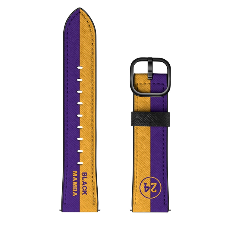 22mm For Xiaomi Haylou RT RS3 LS04 / LS05S Universal Printed Leather Watch Band(Yellow Purple Stripes) - Watch Bands by MIJOBS | Online Shopping UK | buy2fix