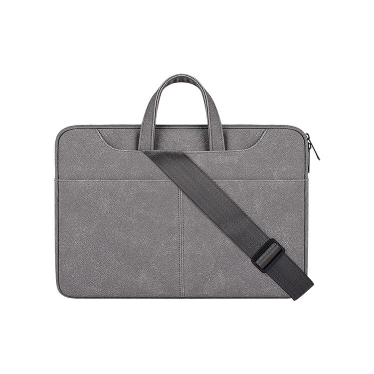 ST06SDJ Frosted PU Business Laptop Bag with Detachable Shoulder Strap, Size:13.3 inch(Dark Gray) - 13.3 inch by buy2fix | Online Shopping UK | buy2fix