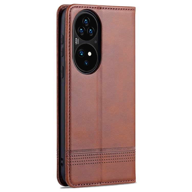 For Huawei P50 Pro AZNS Magnetic Calf Texture Horizontal Flip Leather Case with Card Slots & Holder & Wallet(Dark Brown) - Huawei Cases by AZNS | Online Shopping UK | buy2fix