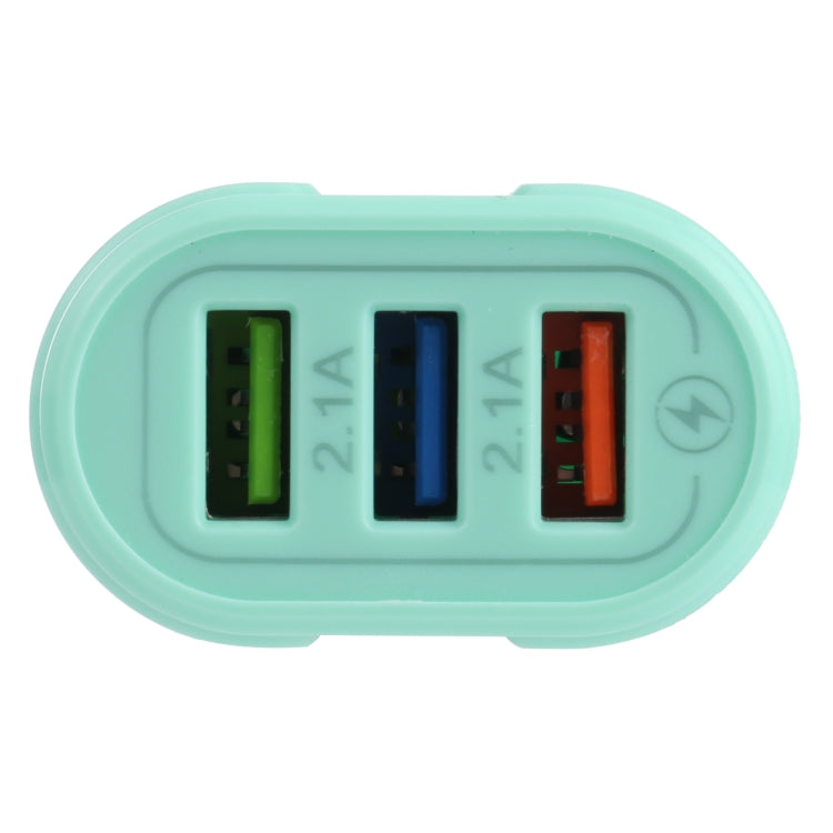 13-222 QC3.0 USB + 2.1A Dual USB Ports Macarons Travel Charger, EU Plug(Green) - Mobile Accessories by buy2fix | Online Shopping UK | buy2fix