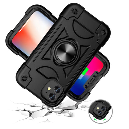 For iPhone 11 Pro Max Shockproof Silicone + PC Protective Case with Dual-Ring Holder (Black) - iPhone 11 Pro Max Cases by buy2fix | Online Shopping UK | buy2fix