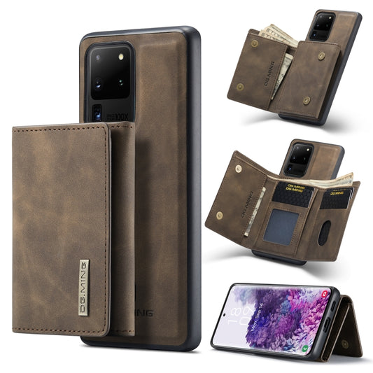 For Samsung Galaxy S20 Ultra DG.MING M1 Series 3-Fold Multi Card Wallet + Magnetic Back Cover Shockproof Case with Holder Function(Coffee) - Samsung Accessories by DG.MING | Online Shopping UK | buy2fix