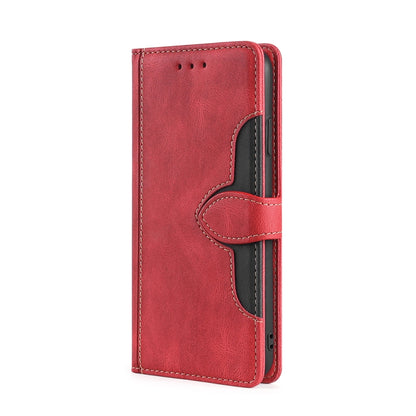 For OPPO Reno 5 Stitching Skin Feel Magnetic Buckle Horizontal Flip PU Leather Case with Holder & Card Slots & Wallet(Red) - OPPO & vivo Accessories by buy2fix | Online Shopping UK | buy2fix