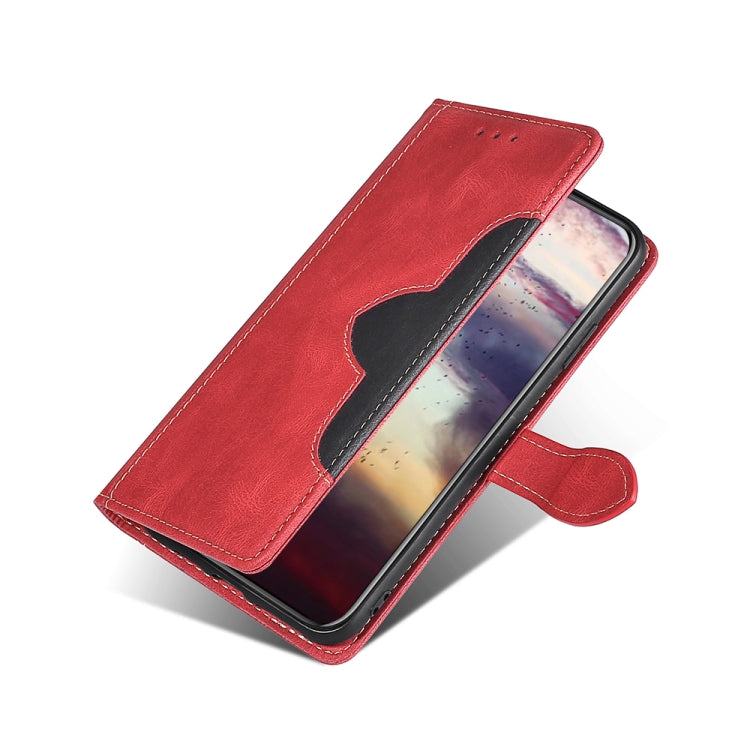 For OPPO Reno 5 Stitching Skin Feel Magnetic Buckle Horizontal Flip PU Leather Case with Holder & Card Slots & Wallet(Red) - OPPO & vivo Accessories by buy2fix | Online Shopping UK | buy2fix