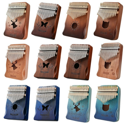 17 Tone Acacia Wood Thumb Piano Kalimba Musical Instruments(Aurora Blue-Cat) - Keyboard Instruments by buy2fix | Online Shopping UK | buy2fix