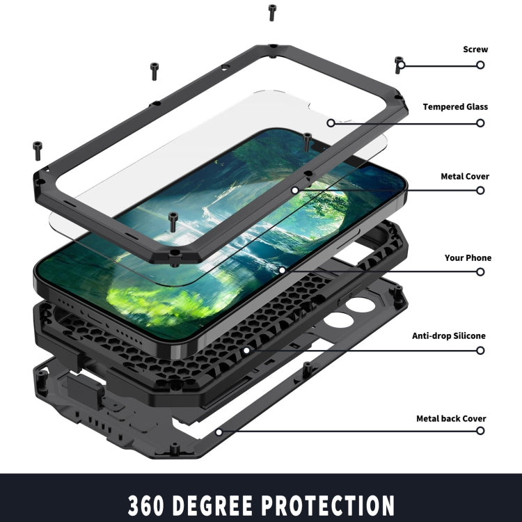 For iPhone 13 R-JUST Sliding Camera Shockproof Waterproof Dust-proof Metal + Silicone Protective Case with Holder(Black) - Apple Accessories by R-JUST | Online Shopping UK | buy2fix