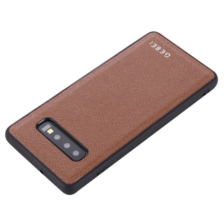 For Galaxy S10+ GEBEI Full-coverage Shockproof Leather Protective Case(Brown) - Galaxy Phone Cases by GEBEI | Online Shopping UK | buy2fix