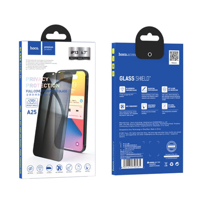 For iPhone 13 HOCO A25 0.33MM Full-screen Anti-drop And Privacy-proof Tempered Film - iPhone 13 Tempered Glass by hoco | Online Shopping UK | buy2fix