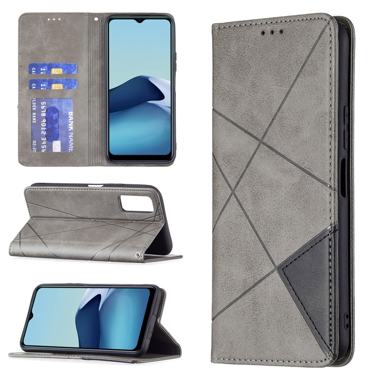 For vivo Y20 Rhombus Texture Horizontal Flip Magnetic Leather Case with Holder & Card Slots(Grey) - OPPO & vivo Accessories by buy2fix | Online Shopping UK | buy2fix