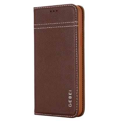 For iPhone 11 Pro GEBEI Top-grain Leather Horizontal Flip Protective Case with Holder & Card Slots(Brown) - iPhone 11 Pro Cases by GEBEI | Online Shopping UK | buy2fix