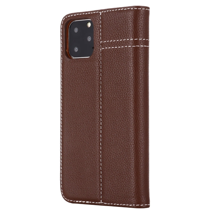 For iPhone 11 Pro GEBEI Top-grain Leather Horizontal Flip Protective Case with Holder & Card Slots(Brown) - iPhone 11 Pro Cases by GEBEI | Online Shopping UK | buy2fix