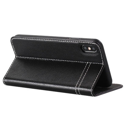 For iPhone XS Max GEBEI Top-grain Leather Horizontal Flip Protective Case with Holder & Card Slots(Black) - More iPhone Cases by GEBEI | Online Shopping UK | buy2fix