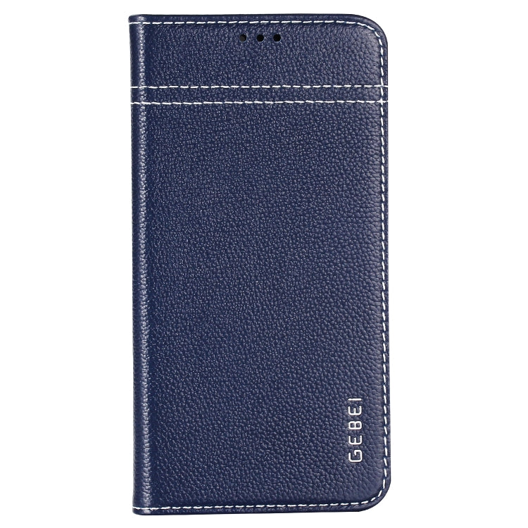 For iPhone XS Max GEBEI Top-grain Leather Horizontal Flip Protective Case with Holder & Card Slots(Blue) - More iPhone Cases by GEBEI | Online Shopping UK | buy2fix