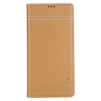 For Galaxy Note 10+ GEBEI Top-grain Leather Horizontal Flip Protective Case with Holder & Card Slots(Khaki) - Galaxy Phone Cases by GEBEI | Online Shopping UK | buy2fix