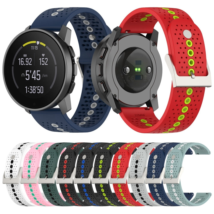For Suunto 9 Peak Universal Colorful Hole Silicone Watch Band(Grey Black) - Smart Wear by buy2fix | Online Shopping UK | buy2fix