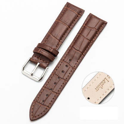 14mm Two-layer Cowhide Leather Bamboo Joint Texture Watch Band(Dark Brown) - Watch Bands by buy2fix | Online Shopping UK | buy2fix