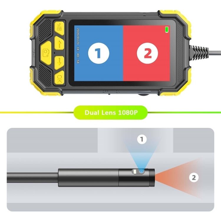 Y19 7.9mm Dual Lens Hand-held Hard-wire Endoscope with 4.3-inch IPS Color LCD Screen, Cable Length:3.5m(Yellow) - Consumer Electronics by buy2fix | Online Shopping UK | buy2fix