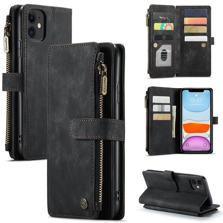 For iPhone 11 CaseMe-C30 PU + TPU Multifunctional Horizontal Flip Leather Case with Holder & Card Slot & Wallet & Zipper Pocket (Black) - iPhone 11 Cases by CaseMe | Online Shopping UK | buy2fix