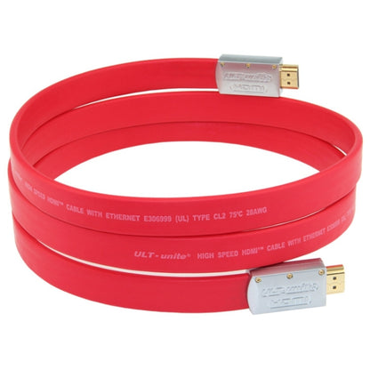 ULT-unite 4K Ultra HD Gold-plated HDMI to HDMI Flat Cable, Cable Length:2m(Red) - Cable by ult-unite | Online Shopping UK | buy2fix