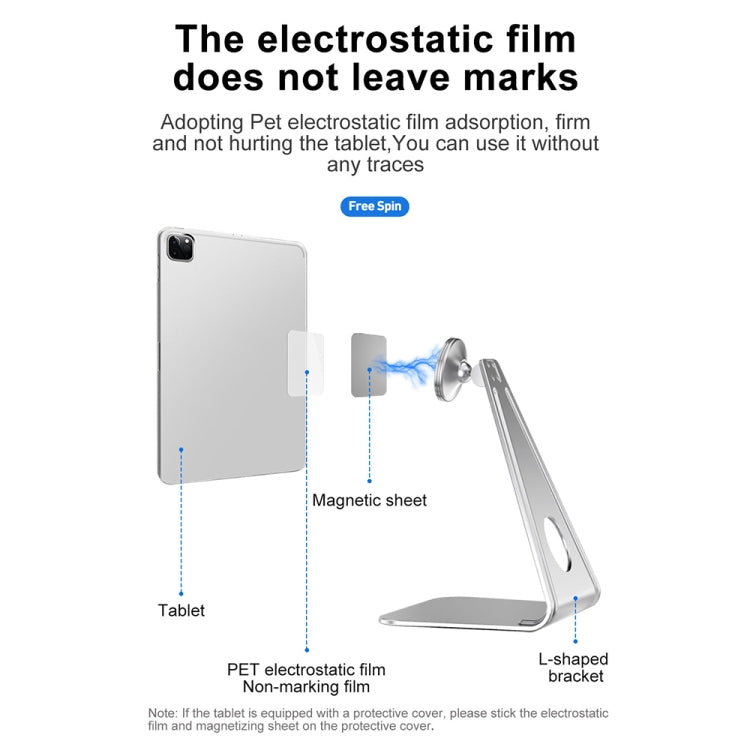 R-JUST PB01 L-shaped Magnetic Rotatable Aluminum Alloy Mobile Phones Tablets Holder(Silver) - Desktop Holder by R-JUST | Online Shopping UK | buy2fix