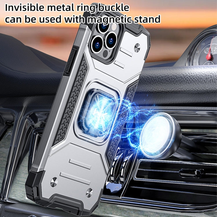 For iPhone 13 WK WTP-012 Shockproof PC + TPU + Metal Phone Case with Ring Holder(Silver) - iPhone 13 Cases by WK | Online Shopping UK | buy2fix