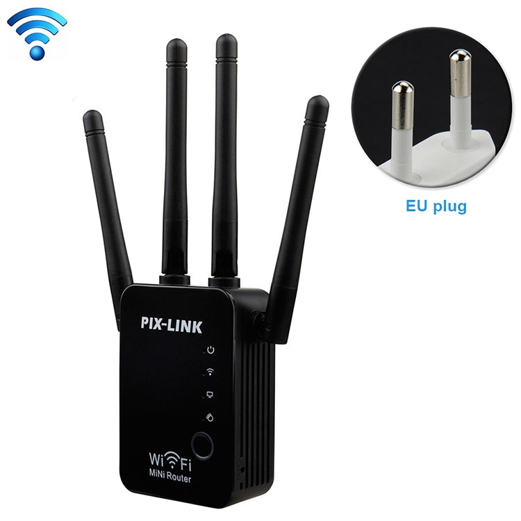 Wireless Smart WiFi Router Repeater with 4 WiFi Antennas, Plug Specification:EU Plug(Black) - Wireless Routers by buy2fix | Online Shopping UK | buy2fix