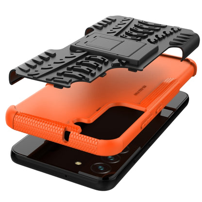 For Samsung Galaxy S22+ 5G Tire Texture Shockproof TPU+PC Phone Case with Holder(Orange) - Samsung Accessories by buy2fix | Online Shopping UK | buy2fix