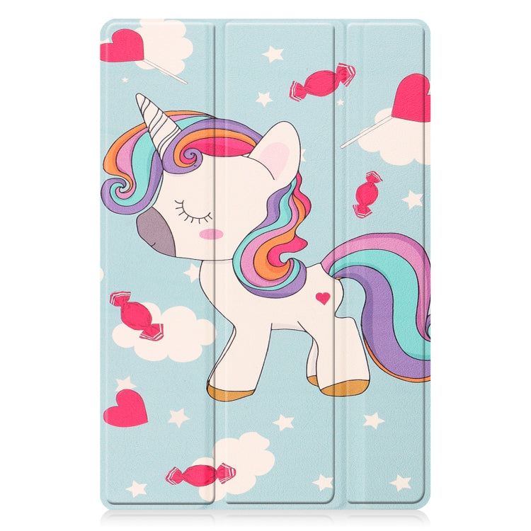 For Samsung Galaxy Tab A8 2021 Painted Leather Tablet Case with 3-Fold Holder(Unicorn) - Samsung Accessories by buy2fix | Online Shopping UK | buy2fix