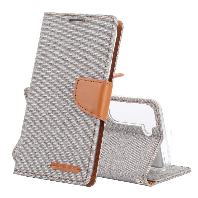 For Samsung Galaxy S22 5G GOOSPERY CANVAS DIARY Canvas Texture Leather Phone Case(Grey) - Galaxy S22 5G Cases by GOOSPERY | Online Shopping UK | buy2fix