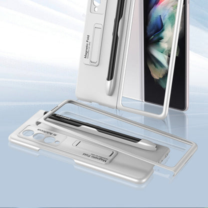 For Samsung Galaxy Z Fold3 5G GKK Ultra-thin PC Phone Flip Case with Holder & Pen Slot(Silver) - Galaxy Phone Cases by GKK | Online Shopping UK | buy2fix