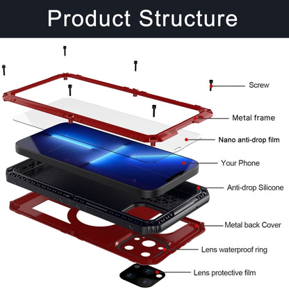 For iPhone 13 Pro Max Shockproof Waterproof Dustproof Metal + Silicone Phone Case with Screen Protector (Red) - iPhone 13 Pro Max Cases by buy2fix | Online Shopping UK | buy2fix