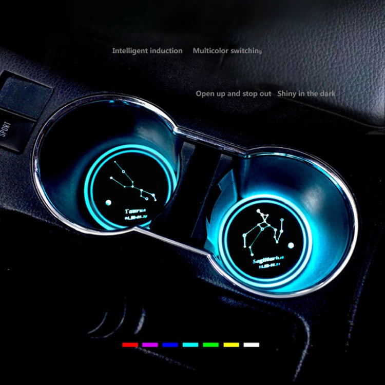 2 PCS Car Constellation Series AcrylicColorful USB Charger Water Cup Groove LED Atmosphere Light(Aries) - In Car by buy2fix | Online Shopping UK | buy2fix