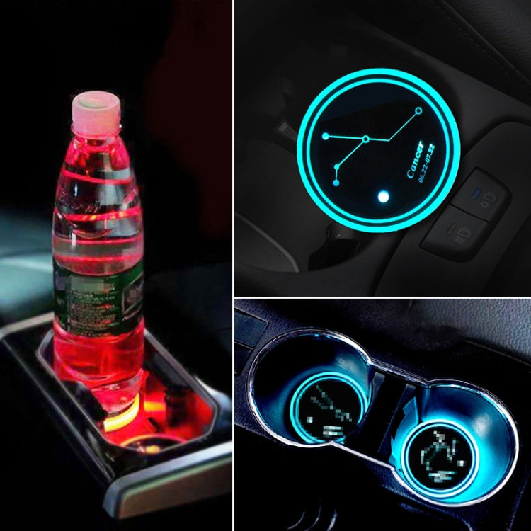 2 PCS Car Constellation Series AcrylicColorful USB Charger Water Cup Groove LED Atmosphere Light(Cancer) - In Car by buy2fix | Online Shopping UK | buy2fix