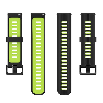 For Samsung Galaxy Watch4/Active2 20mm Two-color Stripe Silicone Watch Band(Black Lime Green) - Watch Bands by buy2fix | Online Shopping UK | buy2fix