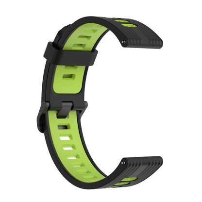 For Samsung Galaxy Watch4/Active2 20mm Two-color Stripe Silicone Watch Band(Black Lime Green) - Watch Bands by buy2fix | Online Shopping UK | buy2fix