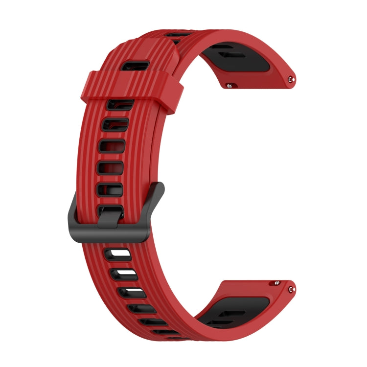 For Amazfit GTR 3/GTR 3 Pro/GTR 2 22mm Two-color Stripe Silicone Watch Band(Red Black) - Watch Bands by buy2fix | Online Shopping UK | buy2fix