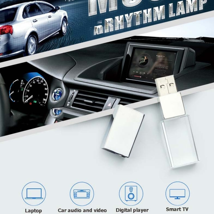 Crystal Flash Light Emitting USB 2.0 Flash Drive Car Music USB Flash Drive, Capacity:16GB(White) - USB Flash Drives by buy2fix | Online Shopping UK | buy2fix