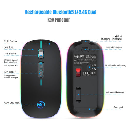 HXSJ M103FG 1600dpi Adjustable 2.4G + Bluetooth RGB Light Wireless Mouse(Black) - Wireless Mice by HXSJ | Online Shopping UK | buy2fix