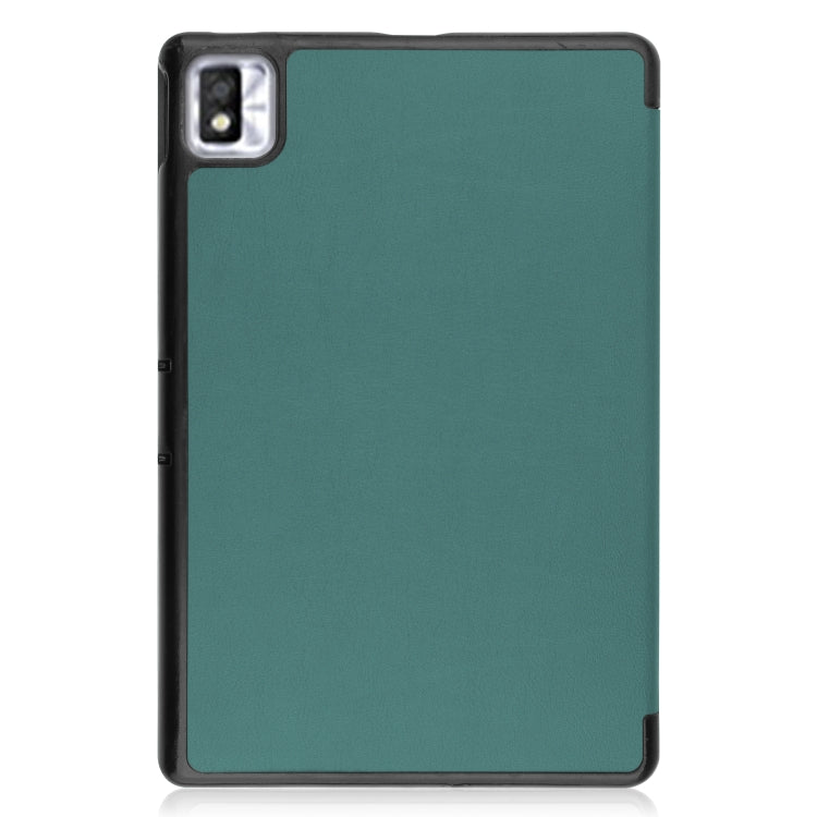 For TCL Tab 10s Three-folding Holder Custer Texture Leather Tablet Case(Dark Green) - Others by buy2fix | Online Shopping UK | buy2fix