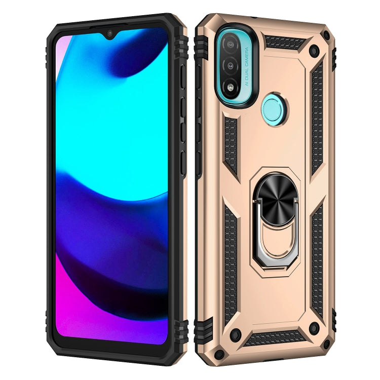 For Motorola Moto E20 / E30 / E40 Shockproof TPU + PC Holder Phone Case(Gold) - Motorola Cases by buy2fix | Online Shopping UK | buy2fix