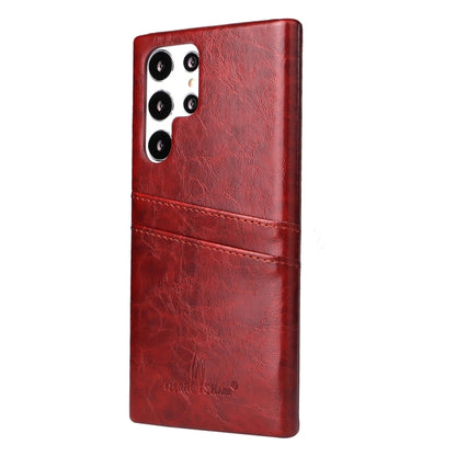 For Samsung Galaxy S22 Ultra 5G Fierre Shann Retro Oil Wax Texture PU Leather Phone Case with Card Slots(Brown) - Galaxy S22 Ultra 5G Cases by FIERRE SHANN | Online Shopping UK | buy2fix