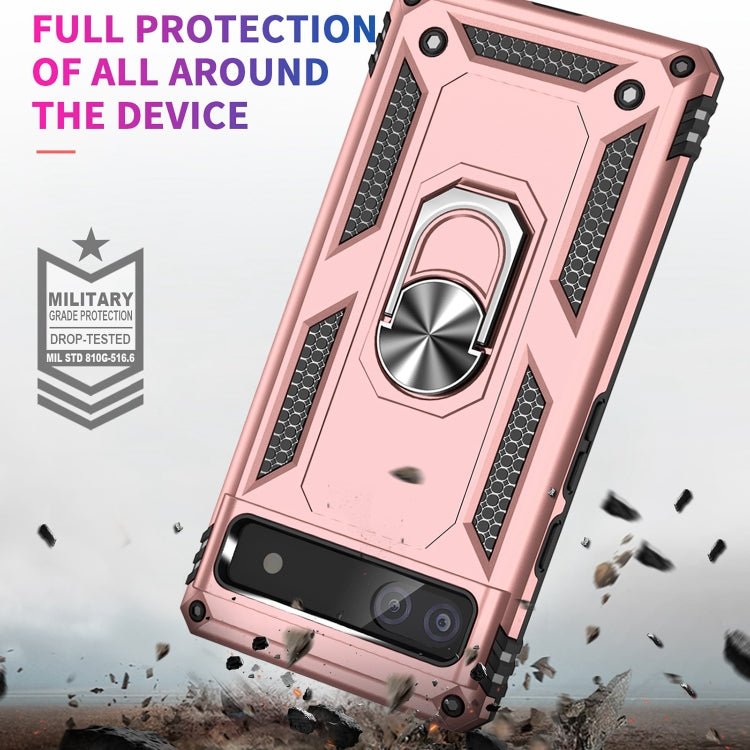 For Google Pixel 6A Shockproof TPU + PC Protective Case with 360 Degree Rotating Holder(Rose Gold) - Google Cases by buy2fix | Online Shopping UK | buy2fix